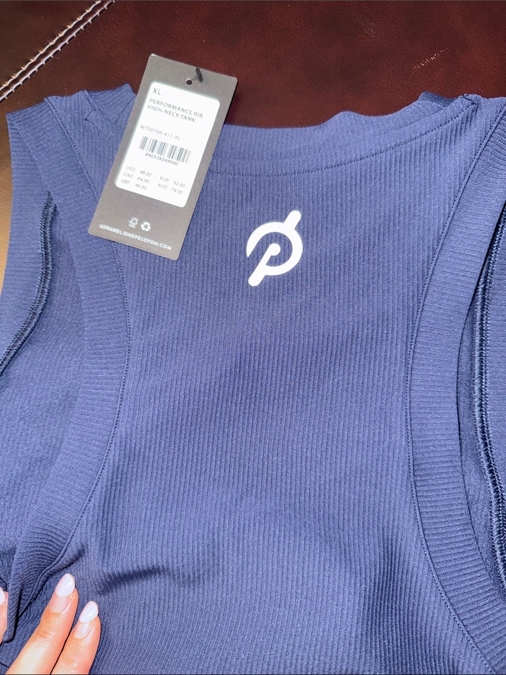 Peloton Deep Blue Ribbed Racerback Tank - Picture 2 of 9